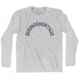 Rhode Island Quonochontaug Adult Cotton Long Sleeve Vintage T-shirt - Grey Heather Rhode Island Quonochontaug Adult Cotton Long Sleeve Vintage T-shirt - Grey Heather