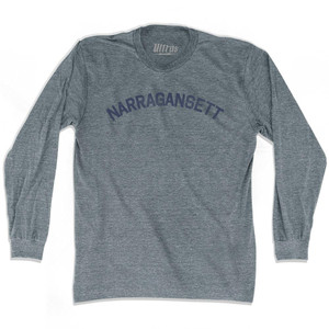 Rhode Island Narragansett Adult Tri-Blend Long Sleeve Vintage T-shirt-Athletic Grey