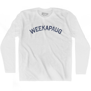 Rhode Island Weekapaug Adult Cotton Long Sleeve Vintage T-shirt - White Rhode Island Weekapaug Adult Cotton Long Sleeve Vintage T-shirt - White