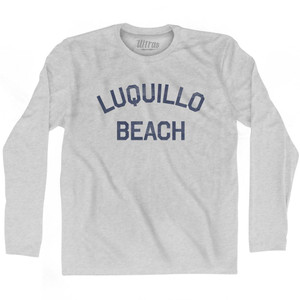 Puerto Rico Luquillo Beach Adult Cotton Long Sleeve Vintage T-shirt - Grey Heather