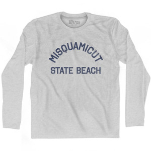 Rhode Island Misquamicut State Beach Adult Cotton Long Sleeve Vintage T-shirt - Grey Heather Rhode Island Misquamicut State Beach Adult Cotton Long Sleeve Vintage T-shirt - Grey Heather