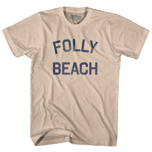 South Carolina Folly Beach Adult Cotton Vintage T-shirt - Creme