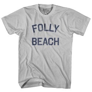 South Carolina Folly Beach Adult Cotton Vintage T-shirt - Cool Grey