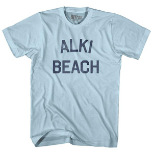 Washington Alki Beach Adult Cotton Vintage T-shirt - Light Blue