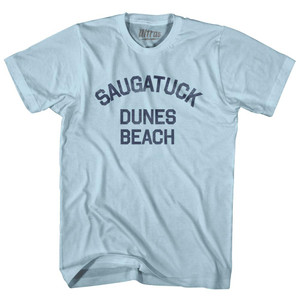 Michigan Saugatuck Dunes Beach Adult Cotton Vintage T-shirt - Light Blue