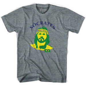 Socrates Brazil Youth Tri-Blend Soccer Legend T-shirt - Athletic Grey