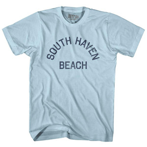 Michigan South Haven Beach Adult Cotton Vintage T-shirt - Light Blue