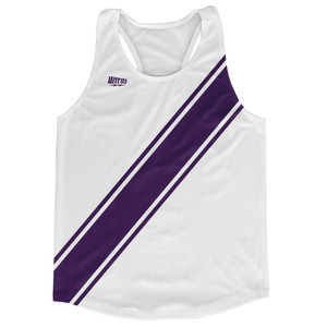 White & Purple Sash Running Tank Top Racerback Track & Cross Country Singlet Jersey Made In USA - White & Purple White & Purple Sash Running Tank Top Racerback Track & Cross Country Singlet Jersey Made In USA - White & Purple