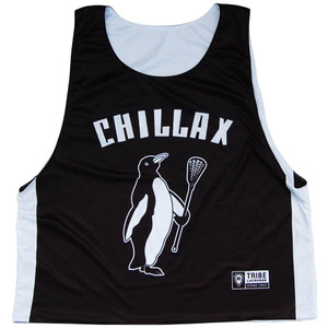 Chillax Penguin Lacrosse Reversible Pinnie Made In USA-Black & White Chillax Penguin Lacrosse Reversible Pinnie Made In USA-Black & White