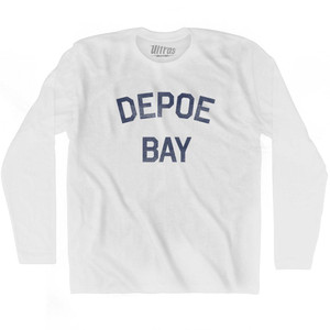 Oregon Depoe Bay Adult Cotton Long Sleeve Vintage T-shirt - White Oregon Depoe Bay Adult Cotton Long Sleeve Vintage T-shirt - White