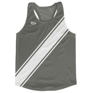 Dark Grey & White Sash Running Tank Top Racerback Track & Cross Country Singlet Jersey Made In USA - White & Dark Grey Dark Grey & White Sash Running Tank Top Racerback Track & Cross Country Singlet Jersey Made In USA - White & Dark Grey