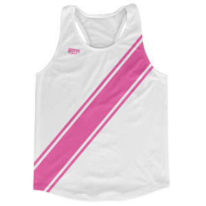 White & Bright Pink Sash Running Tank Top Racerback Track & Cross Country Singlet Jersey Made In USA - White & Bright Pink White & Bright Pink Sash Running Tank Top Racerback Track & Cross Country Singlet Jersey Made In USA - White & Bright Pink