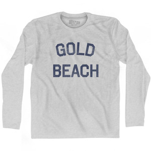 Oregon Gold Beach Adult Cotton Long Sleeve Vintage T-shirt - Grey Heather Oregon Gold Beach Adult Cotton Long Sleeve Vintage T-shirt - Grey Heather