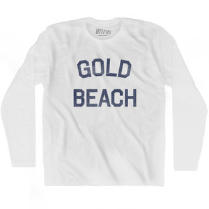 Oregon Gold Beach Adult Cotton Long Sleeve Vintage T-shirt - White Oregon Gold Beach Adult Cotton Long Sleeve Vintage T-shirt - White