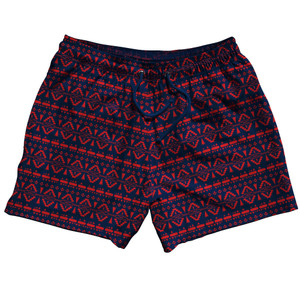 Ultras Chevron Navy & Red 5" Swim Shorts Made in USA - Navy Red