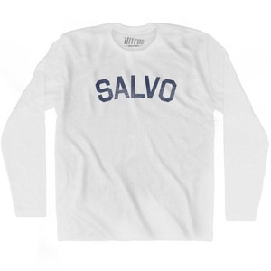 North Carolina Salvo Adult Cotton Long Sleeve Vintage T-shirt-White North Carolina Salvo Adult Cotton Long Sleeve Vintage T-shirt-White