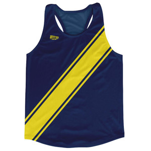 Navy Blue & Yellow Sash Running Tank Top Racerback Track & Cross Country Singlet Jersey Made In USA - Navy Blue & Yellow Navy Blue & Yellow Sash Running Tank Top Racerback Track & Cross Country Singlet Jersey Made In USA - Navy Blue & Yellow