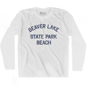 North Dakota Beaver Lake State Park beach Adult Cotton Long Sleeve Vintage T-shirt - White