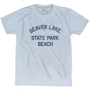 North Dakota Beaver Lake State Park beach Adult Tri-Blend Vintage T-shirt - Athletic White