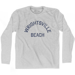 North Carolina Wrightsville Beach Adult Cotton Long Sleeve Vintage T-shirt-Grey Heather North Carolina Wrightsville Beach Adult Cotton Long Sleeve Vintage T-shirt-Grey Heather
