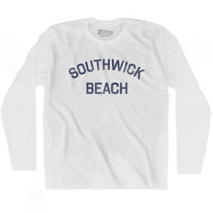 New York Southwick Beach Adult Cotton Long Sleeve Vintage T-shirt - White New York Southwick Beach Adult Cotton Long Sleeve Vintage T-shirt - White