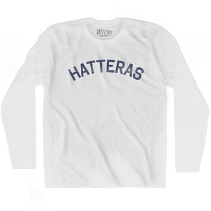 North Carolina Hatteras Adult Cotton Long Sleeve Vintage T-shirt - White North Carolina Hatteras Adult Cotton Long Sleeve Vintage T-shirt - White