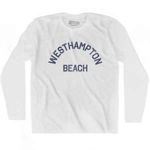 New York Westhampton Beach Adult Cotton Long Sleeve Vintage T-shirt - White New York Westhampton Beach Adult Cotton Long Sleeve Vintage T-shirt - White