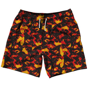 Volcano Lava 7.5" Swim Shorts Made in USA-Orange