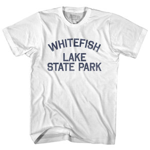 Montana Whitefish Lake State Park Adult Cotton Vintage T-shirt - White Montana Whitefish Lake State Park Adult Cotton Vintage T-shirt - White