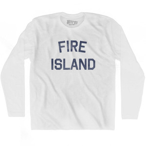 New York Fire Island Adult Cotton Long Sleeve Vintage T-shirt - White
