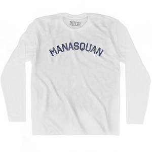 New Jersey Manasquan Adult Cotton Long Sleeve Vintage T-shirt - White New Jersey Manasquan Adult Cotton Long Sleeve Vintage T-shirt - White
