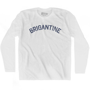 New Jersey Brigantine Adult Cotton Long Sleeve Vintage T-shirt - White New Jersey Brigantine Adult Cotton Long Sleeve Vintage T-shirt - White