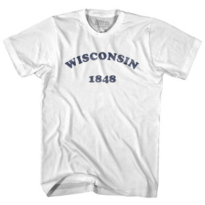 Wisconsin State 1848 Womens Cotton Junior Cut Vintage T-shirt - White Wisconsin State 1848 Womens Cotton Junior Cut Vintage T-shirt - White