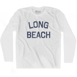 Mississippi Long Beach Adult Cotton Long Sleeve Vintage T-shirt-White Mississippi Long Beach Adult Cotton Long Sleeve Vintage T-shirt-White
