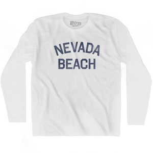 Nevada Nevada Beach Adult Cotton Long Sleeve Vintage T-shirt - White Nevada Nevada Beach Adult Cotton Long Sleeve Vintage T-shirt - White