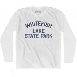 Montana Whitefish Lake State Park Adult Cotton Long Sleeve Vintage T-shirt - White Montana Whitefish Lake State Park Adult Cotton Long Sleeve Vintage T-shirt - White