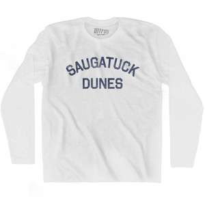 Michigan Saugatuck Dunes Adult Cotton Long Sleeve Vintage T-shirt - White Michigan Saugatuck Dunes Adult Cotton Long Sleeve Vintage T-shirt - White