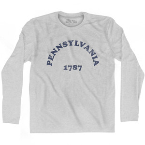 Pennsylvania State 1787 Adult Cotton Long Sleeve Vintage T-shirt - Grey Heather Pennsylvania State 1787 Adult Cotton Long Sleeve Vintage T-shirt - Grey Heather