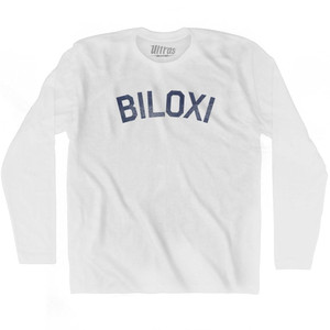 Mississippi Biloxi Adult Cotton Long Sleeve Vintage T-shirt - White