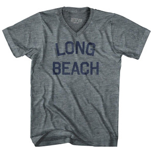 Mississippi Long Beach Adult Tri-Blend V-neck Womens Junior Cut Vintage T-shirt - Athletic Grey Mississippi Long Beach Adult Tri-Blend V-neck Womens Junior Cut Vintage T-shirt - Athletic Grey