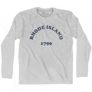 Rhode Island State 1790 Adult Cotton Long Sleeve Vintage T-shirt - Grey Heather Rhode Island State 1790 Adult Cotton Long Sleeve Vintage T-shirt - Grey Heather