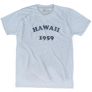 Hawaii State 1959 Adult Tri-Blend Vintage T-shirt - Athletic White Hawaii State 1959 Adult Tri-Blend Vintage T-shirt - Athletic White