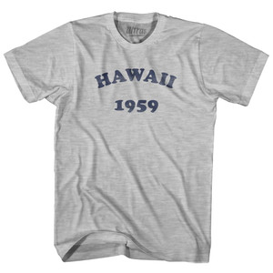 Hawaii State 1959 Womens Cotton Junior Cut Vintage T-shirt - Grey Heather Hawaii State 1959 Womens Cotton Junior Cut Vintage T-shirt - Grey Heather