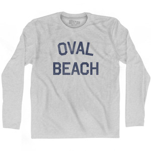 Michigan Oval Beach Adult Cotton Long Sleeve Vintage T-shirt - Grey Heather Michigan Oval Beach Adult Cotton Long Sleeve Vintage T-shirt - Grey Heather