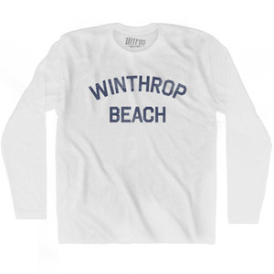 Massachusetts Winthrop Beach Adult Cotton Long Sleeve Vintage T-shirt - White Massachusetts Winthrop Beach Adult Cotton Long Sleeve Vintage T-shirt - White