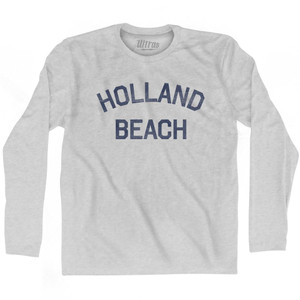 Michigan Holland Beach Adult Cotton Long Sleeve Vintage T-shirt - Grey Heather