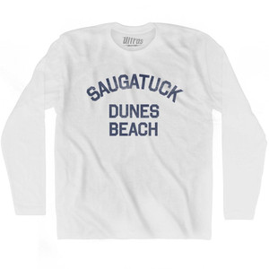 Michigan Saugatuck Dunes Beach Adult Cotton Long Sleeve Vintage T-shirt - White Michigan Saugatuck Dunes Beach Adult Cotton Long Sleeve Vintage T-shirt - White