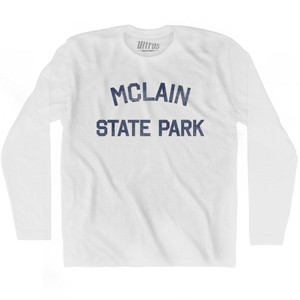Michigan McLain State Park Adult Cotton Long Sleeve Vintage T-shirt - White