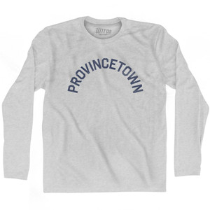 Massachusetts Provincetown Adult Cotton Long Sleeve Vintage T-shirt - Grey Heather