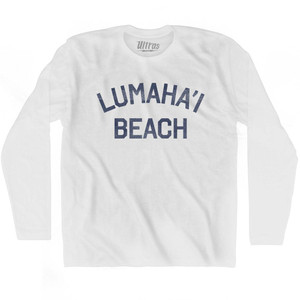 Hawaii Lumaha'i Beach Adult Cotton Long Sleeve Vintage T-shirt - White Hawaii Lumaha'i Beach Adult Cotton Long Sleeve Vintage T-shirt - White